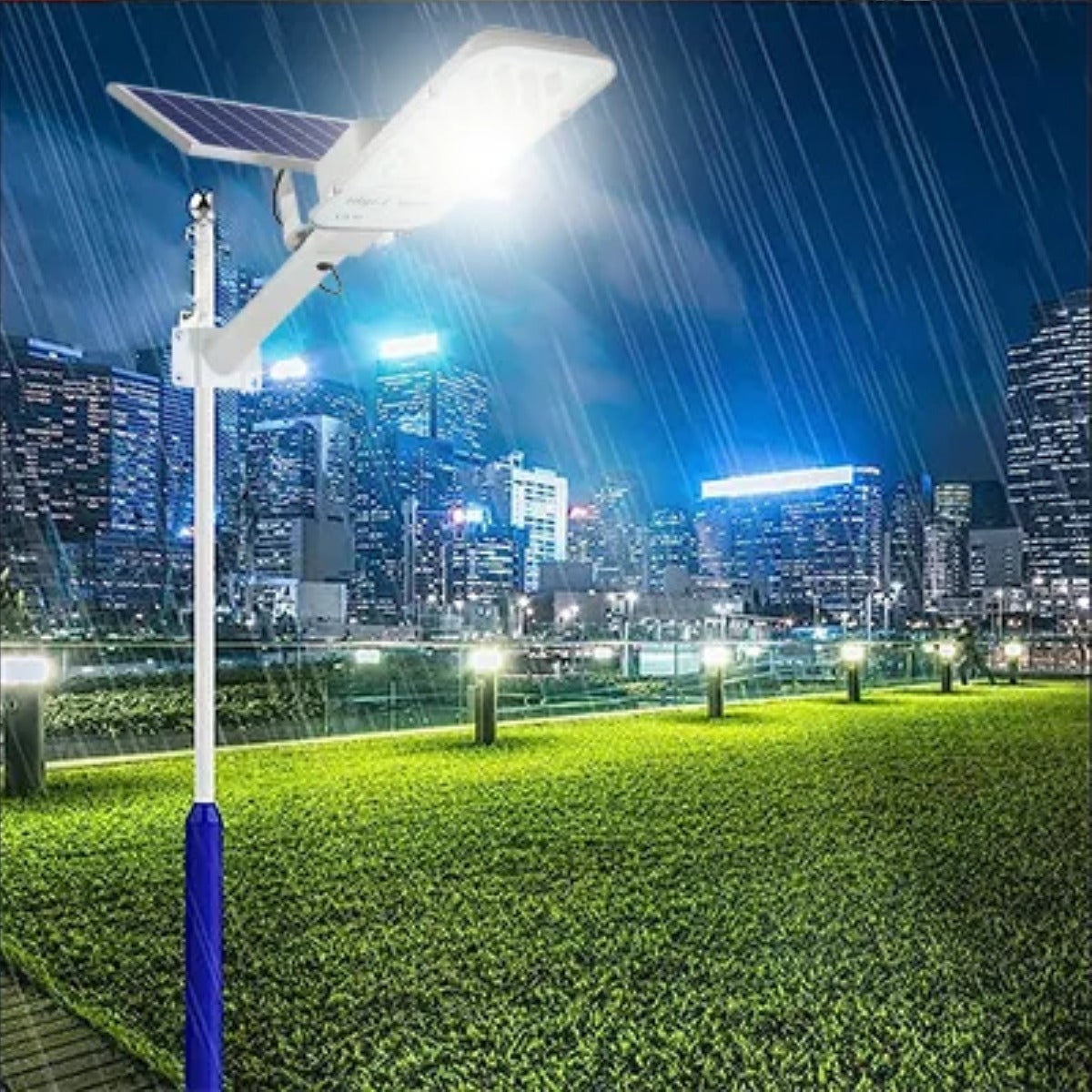 Solar street light in rain