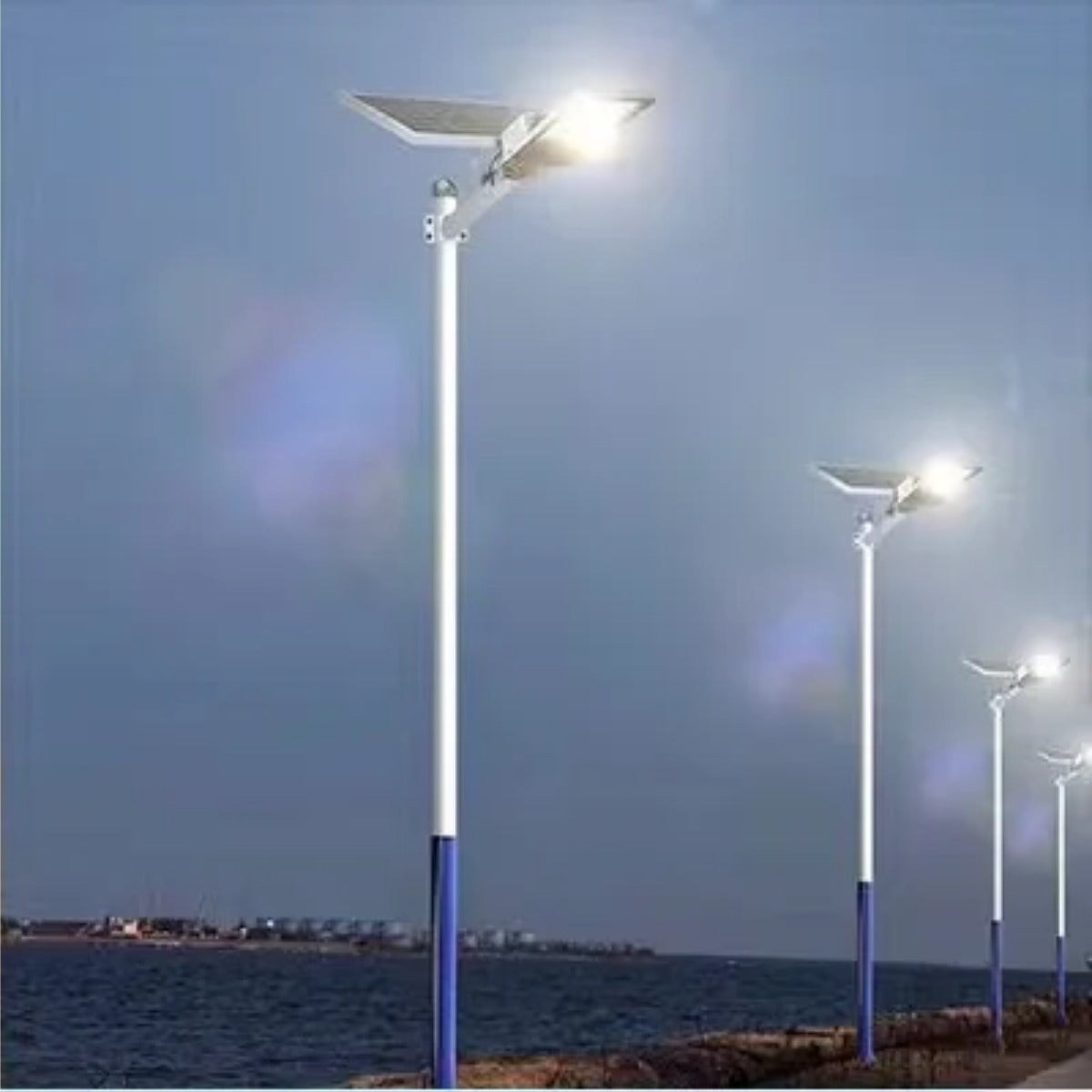 Solar street lights by the sea