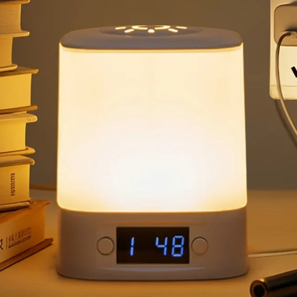 Rechargeable Bedside Reading Lamp with Clock