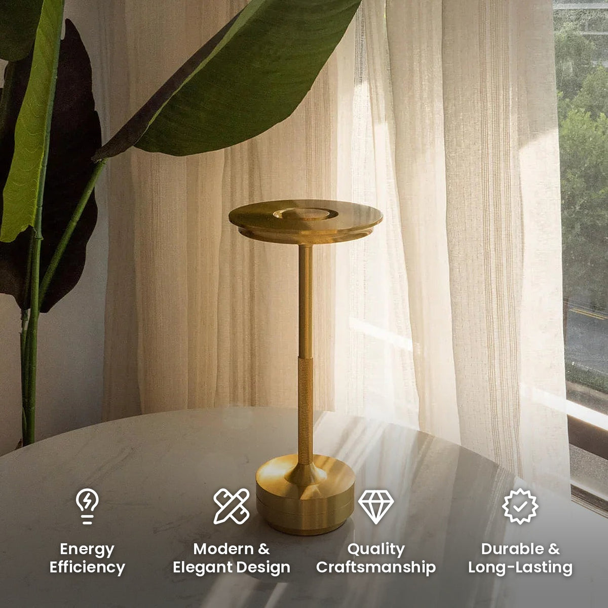Aluminum Cordless Touch Table Lamp: energy efficiency, modern and elegant design, quality craftsmanship, durable and long-lasting