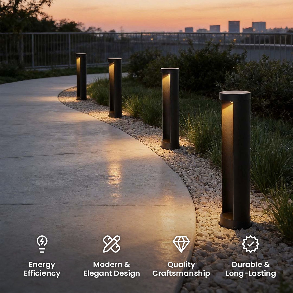 Cylinder Lawn Post Light: energy efficiency, modern and elegant design, quality craftsmanship, durable and long-lasting
