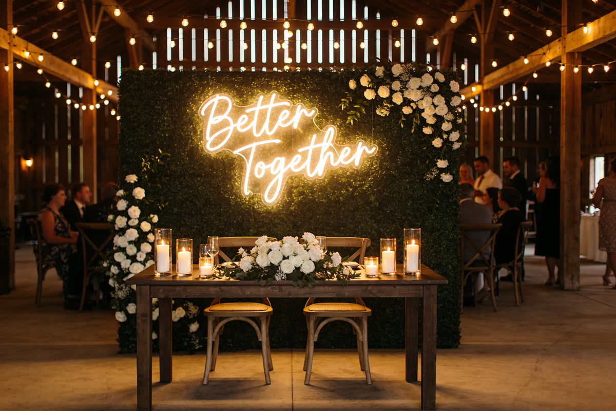 Wedding Backdrop lit in the evening, inspiration image