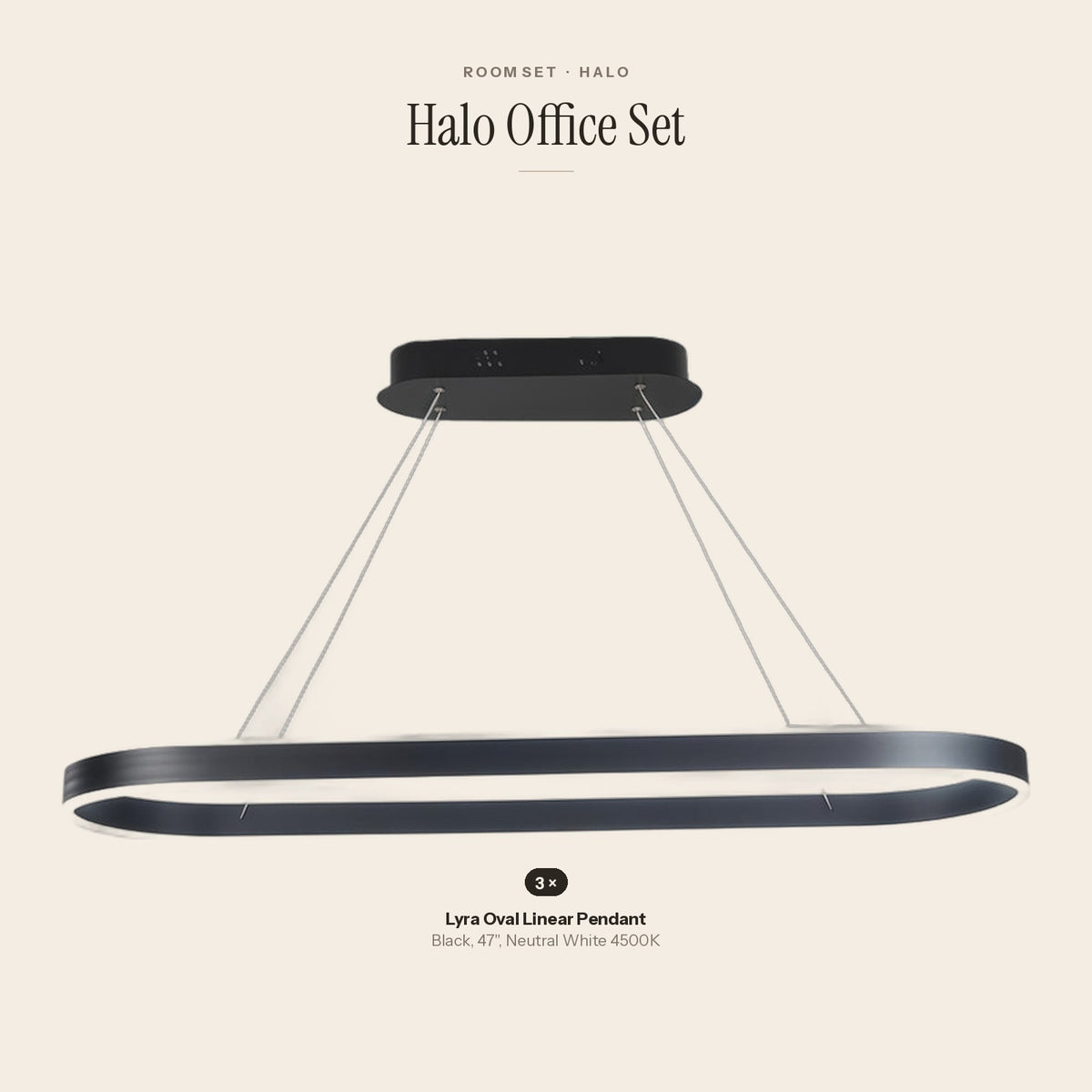 Halo Office Set: 3 Lyra Oval Linear Pendant