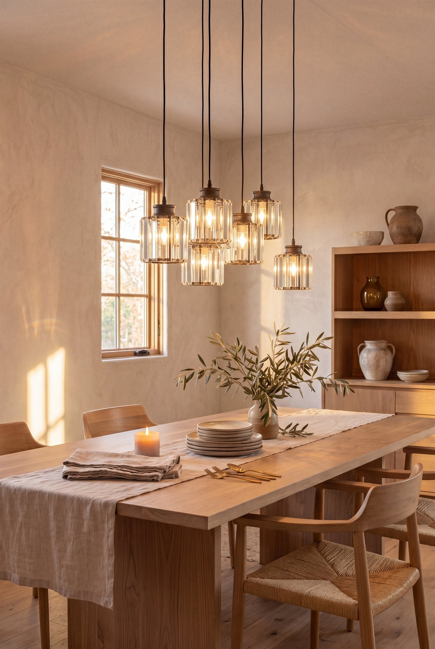 Dining room with chandelier cluster