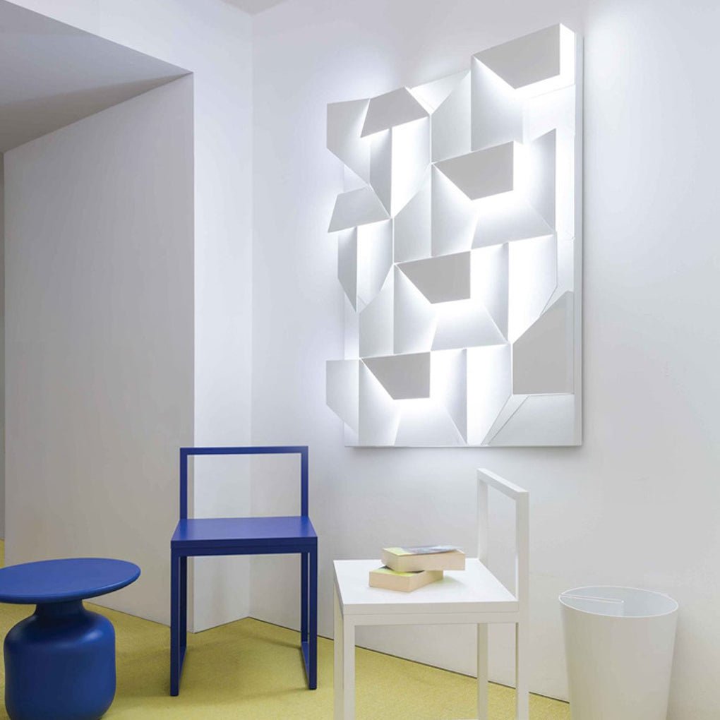 Folded Facet Wall Light, White Metal Sculptural LED Sconce