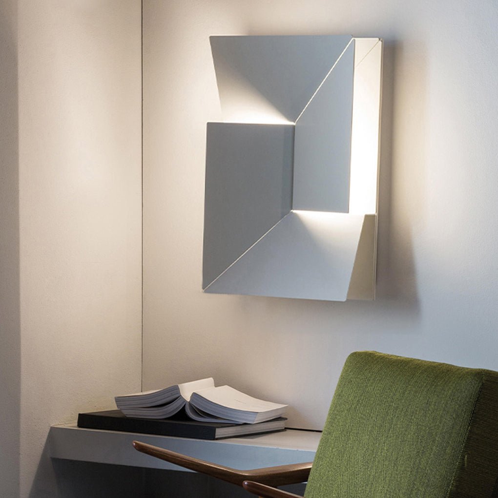Folded Facet Wall Light, White Metal Sculptural LED Sconce