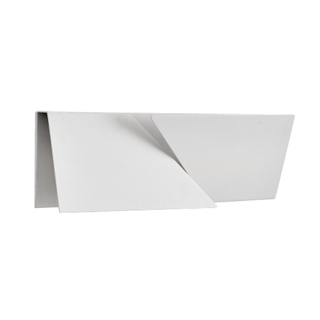 Folded Facet Wall Light, White Metal Sculptural LED Sconce