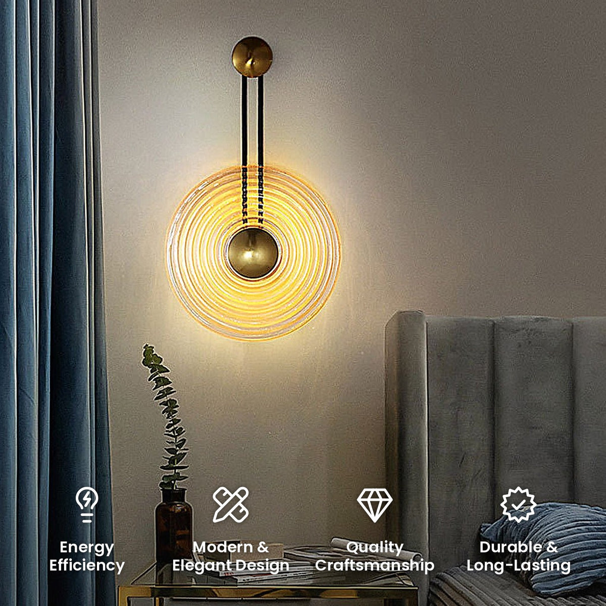 Ripple Glass Disc Sconce: energy efficiency, modern and elegant design, quality craftsmanship, durable and long-lasting