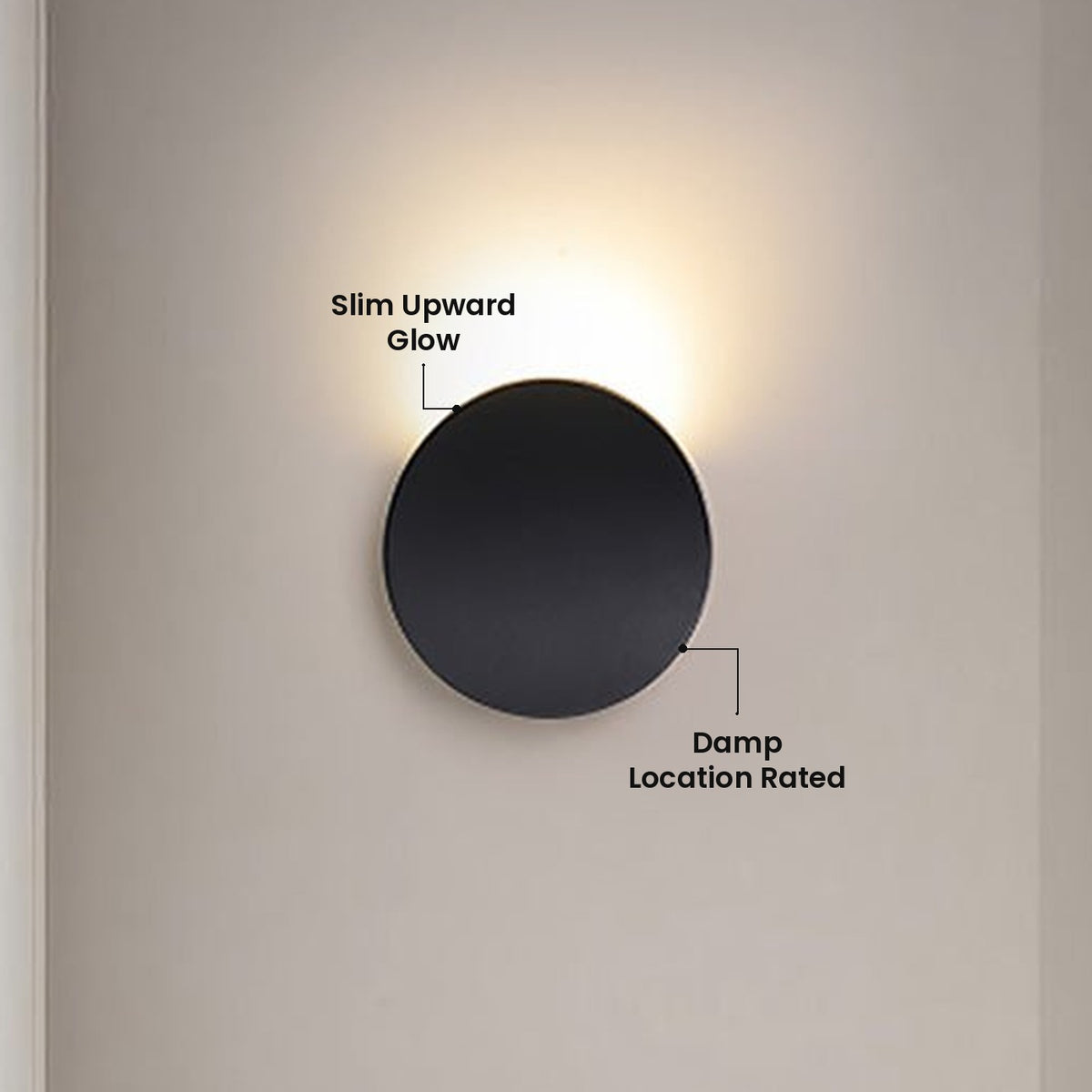 Nordic Waterproof Wall Sconce: Damp Location Rated, Slim Upward Glow