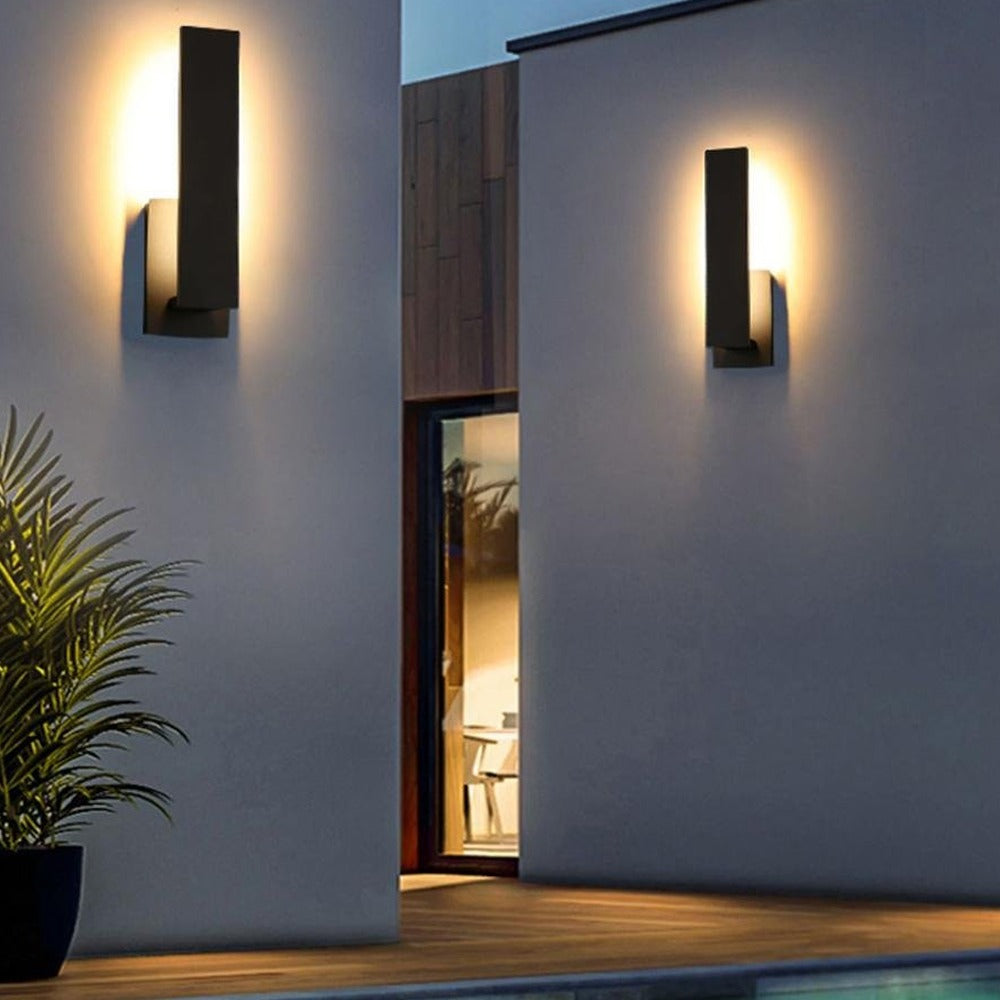Offset Blade Wall Sconce, Black Aluminum Outdoor Wall Light 3