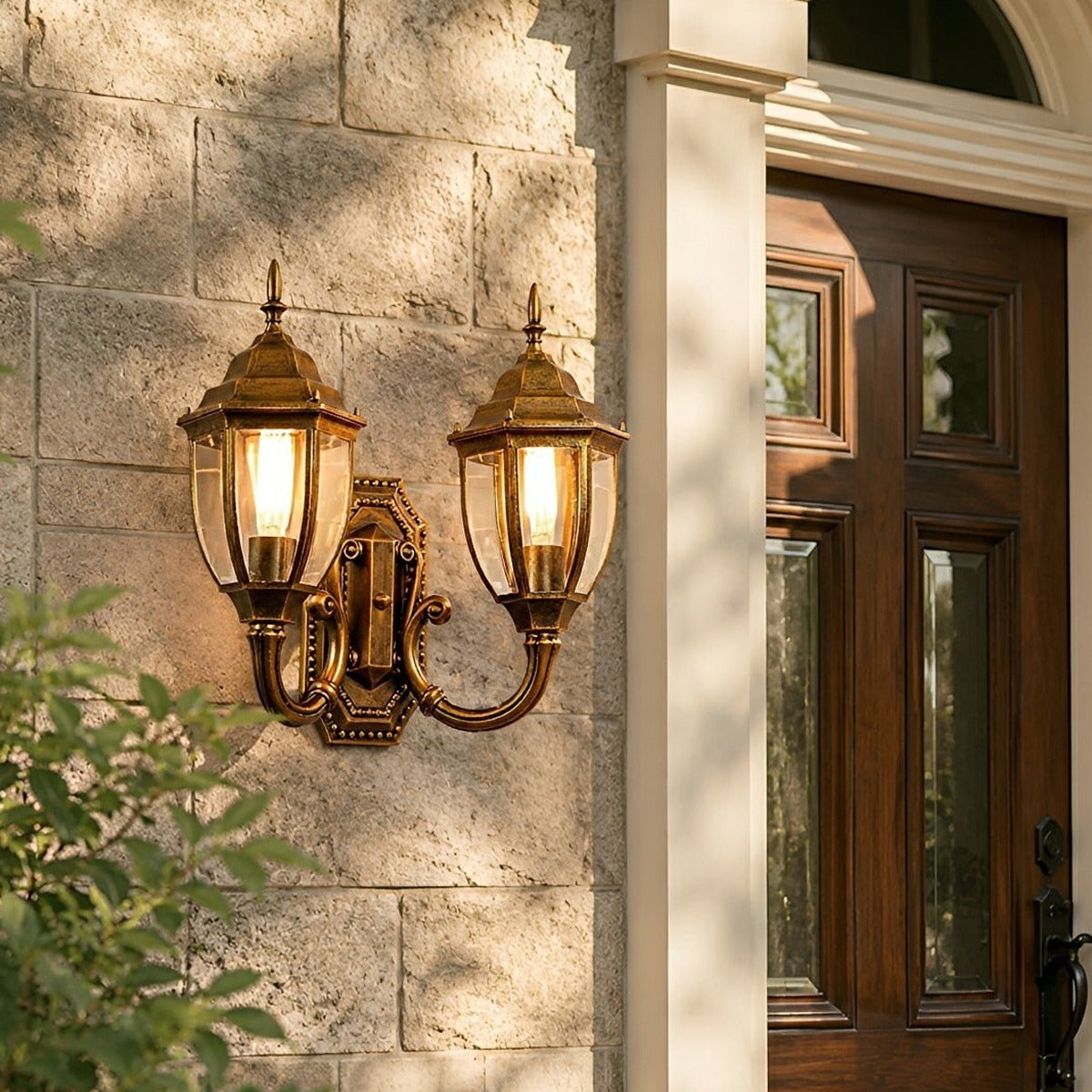 Old World Twin Lantern Wall Light, Die Cast Aluminum Sconce 5