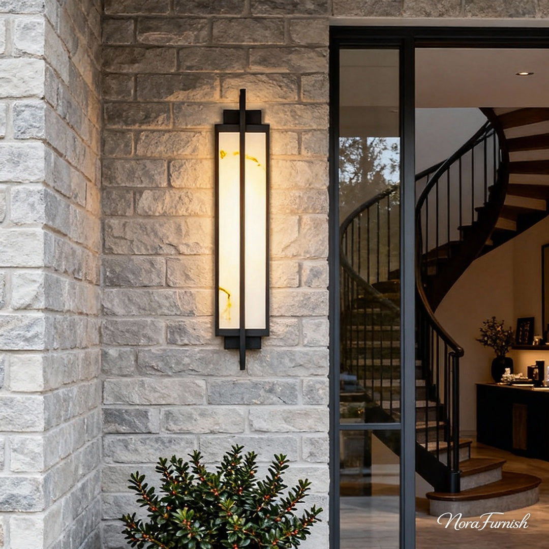 Alabaster Linear Wall Light, Black Marble Outdoor Sconce, view 9