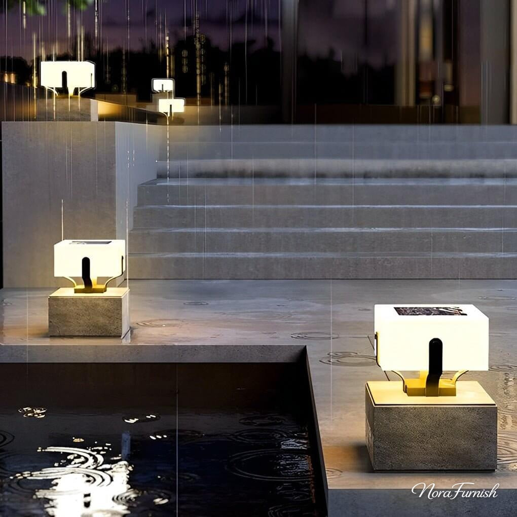 Square Glow Pillar Light, Black Stainless Steel Outdoor Light 8