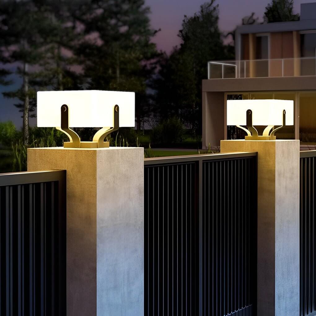 Square Glow Pillar Light, Black Stainless Steel Outdoor Light 7