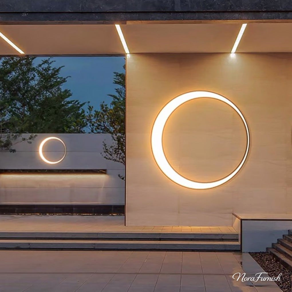 Round Moon Cylinder Wall Light, Stainless Steel Outdoor Sconce, view 7