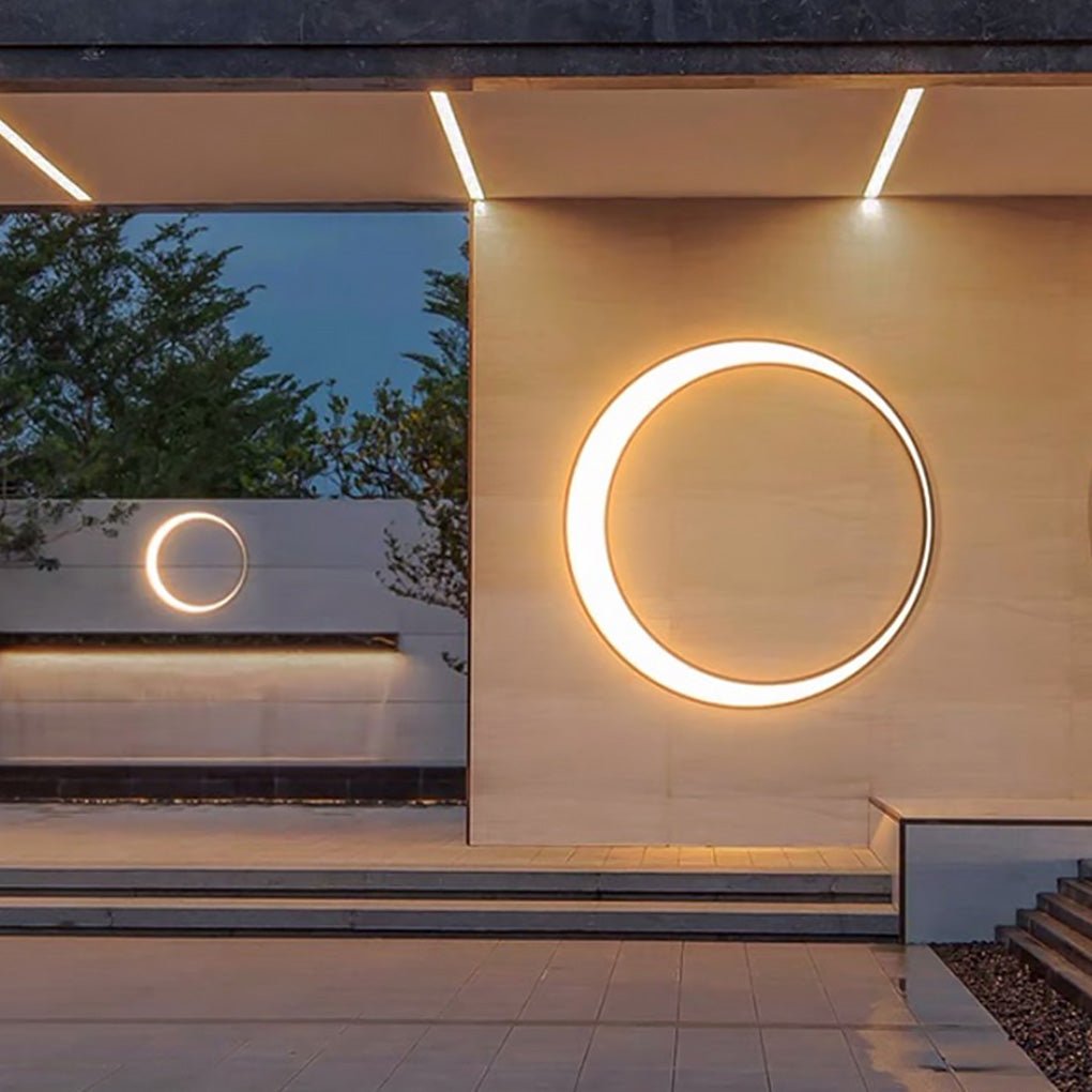 Round Moon Cylinder Wall Light, Stainless Steel Outdoor Sconce