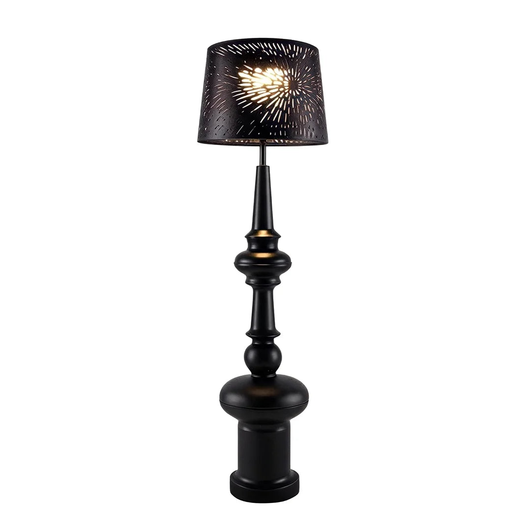 Spindle Base Outdoor Floor Lamp, Black Solar Patio Standing Lamp
