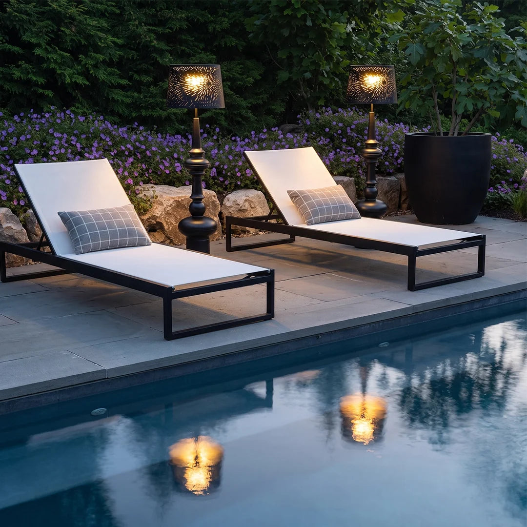 Spindle Base Outdoor Floor Lamp, Black Solar Patio Standing Lamp