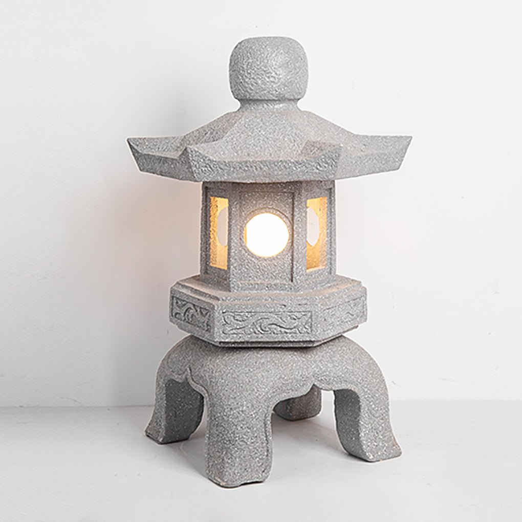 Stone Pagoda Garden Lantern, Imitation Stone Resin Yard Light