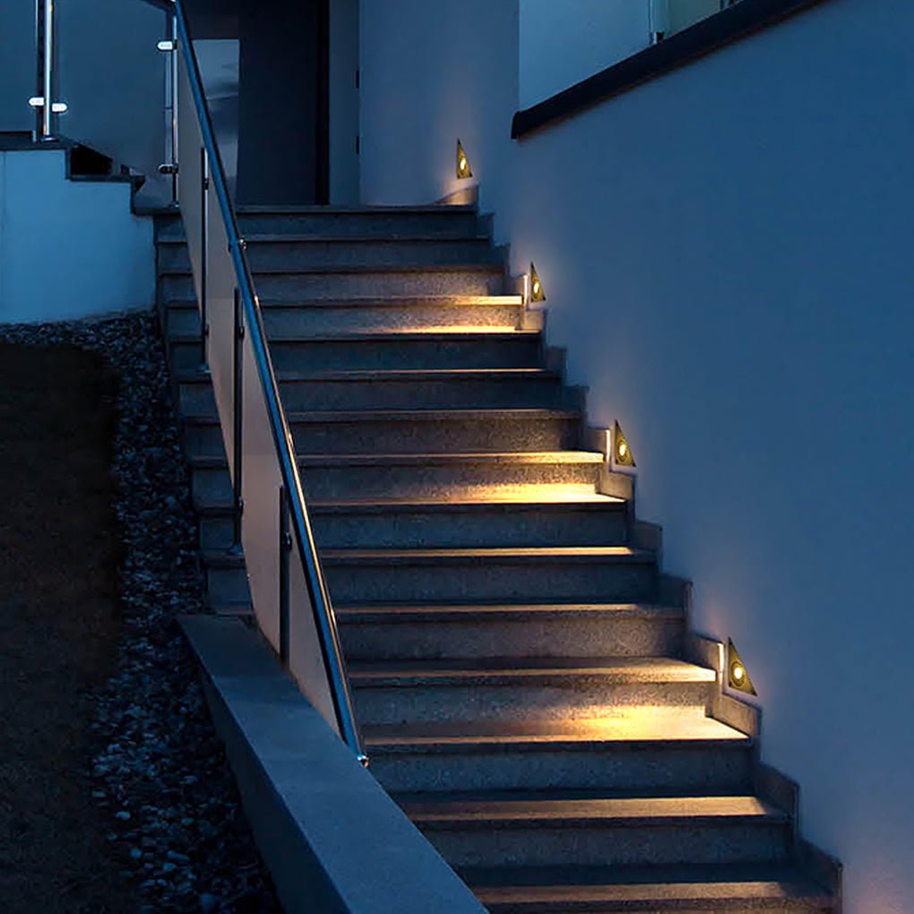 Triangle In Wall Step Light, Glass and Aluminum Stair Light, view 4
