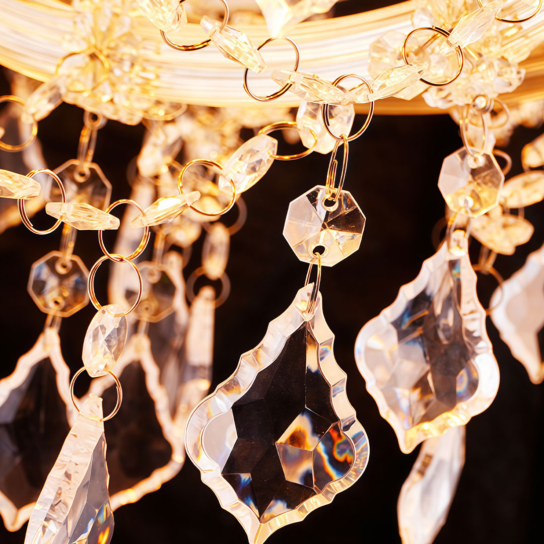 Candle Arm Outdoor Chandelier, Acrylic Crystal Hanging Light