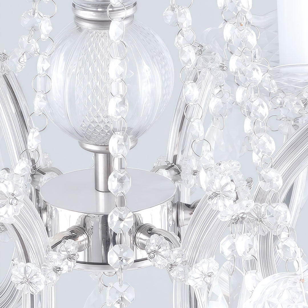 Candle Arm Outdoor Chandelier, Acrylic Crystal Hanging Light