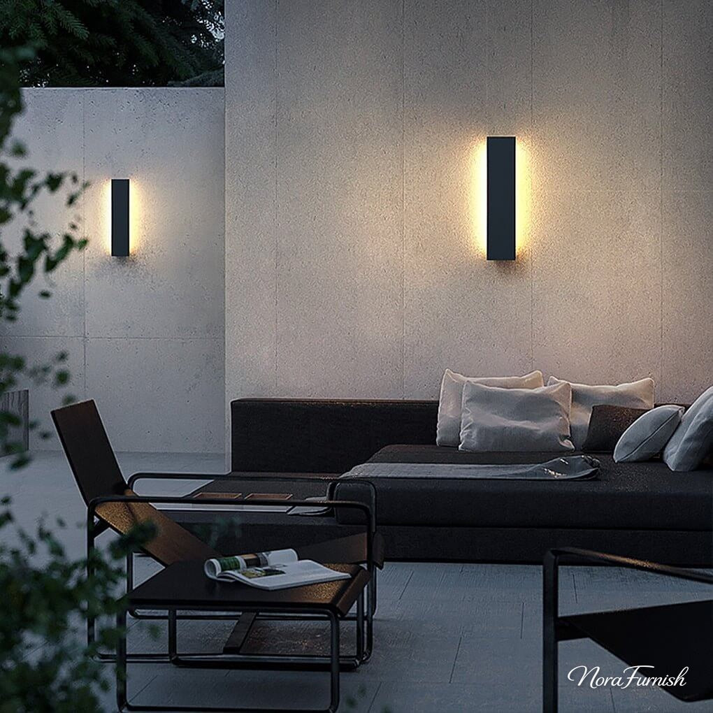 Slim Linear Wall Light, Gray Stainless Steel Outdoor Sconce, view 2