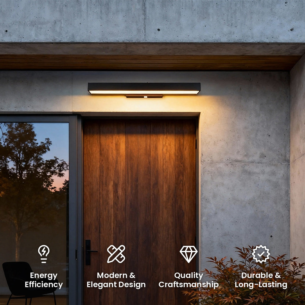 Rectangular Sensor Wall Light: energy efficiency, modern and elegant design, quality craftsmanship, durable and long-lasting