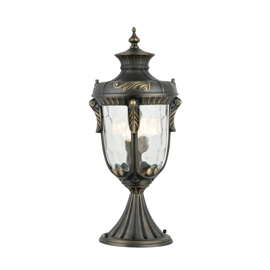 Classic Copper Column Light, Antique Copper Glass Pillar Light