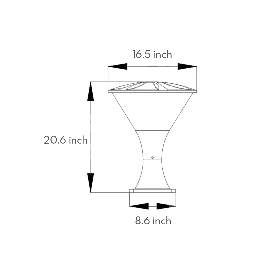 Flared Cone Pier Light, Matte Black Aluminum Garden Post Light