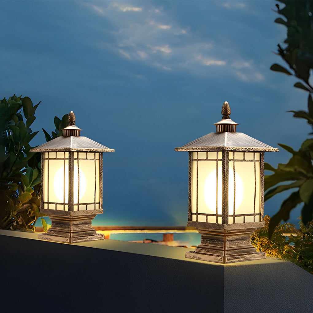 Lantern Pillar Light, Die Cast Aluminum Fence Post Cap Light 8