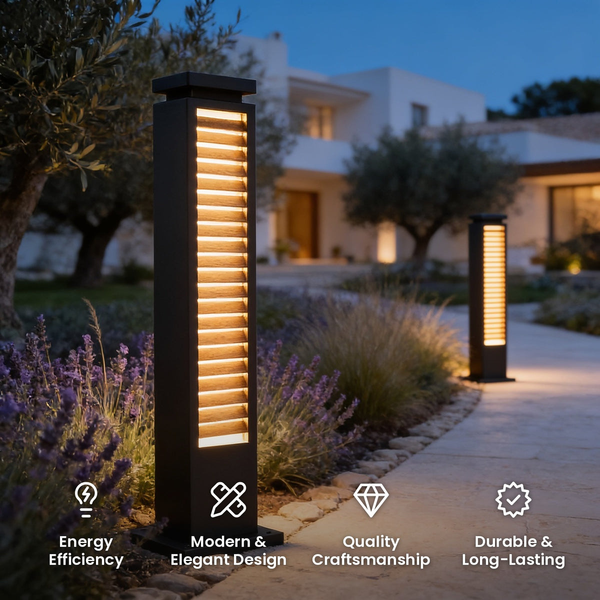 Courtyard Column Light: energy efficiency, modern and elegant design, quality craftsmanship, durable and long-lasting