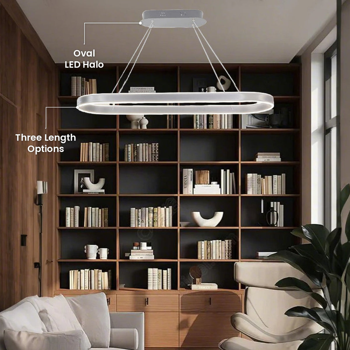 Oval Halo LED Linear Pendant: Oval LED Halo, Three Length Options