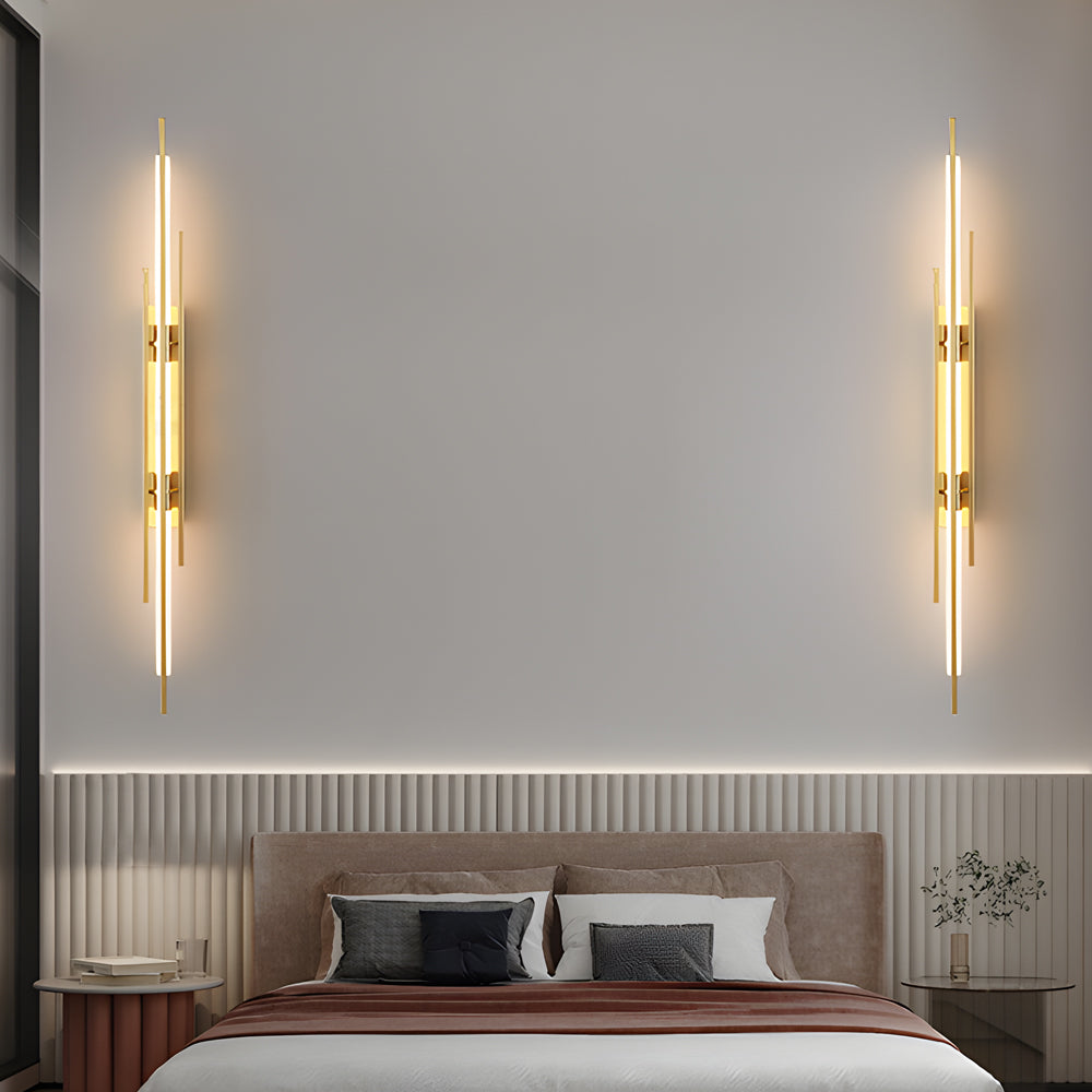Twin Tube Wall Sconce, Black Gold or Copper Linear Light