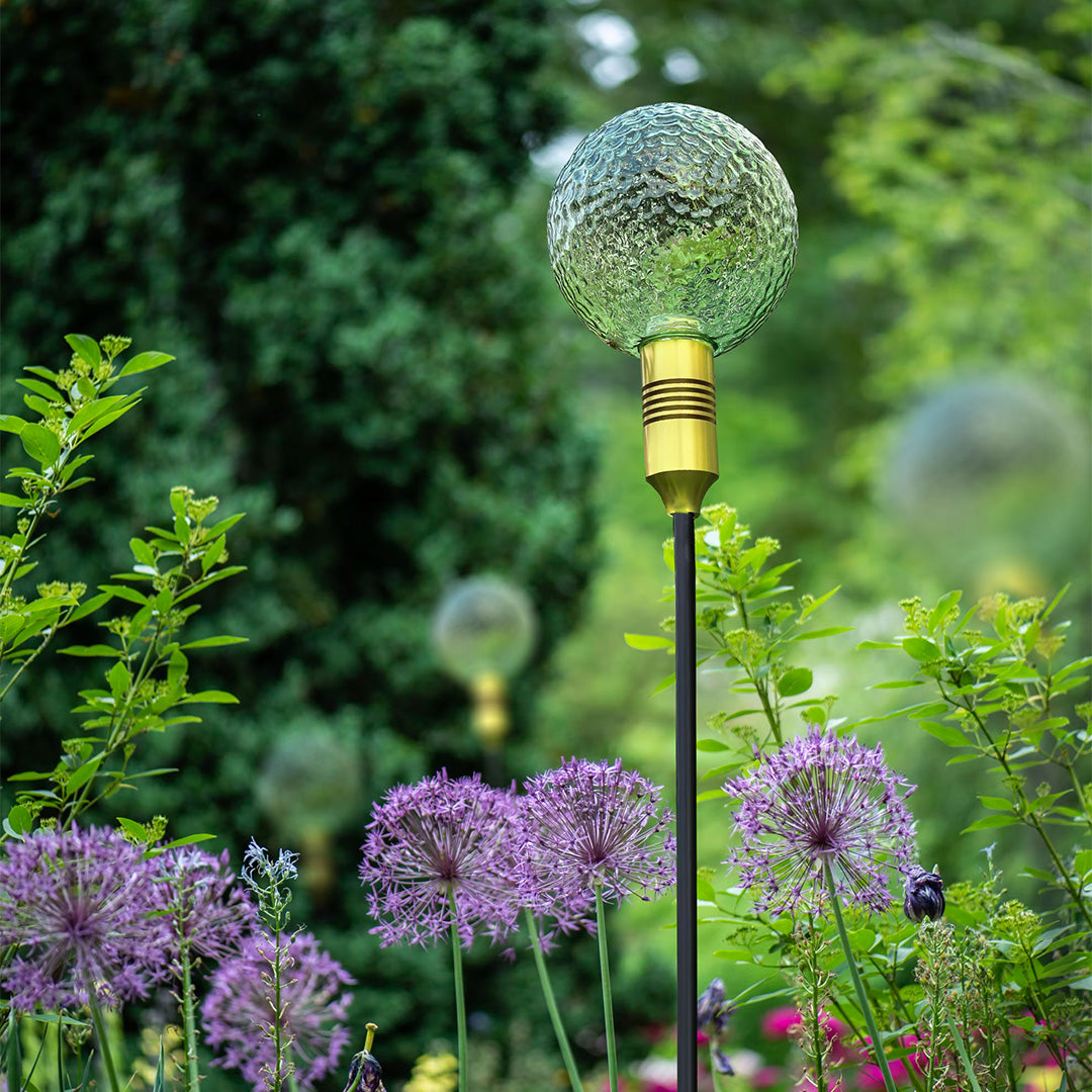 Reed Glass Garden Light, Slim Gold Stem Landscape Light