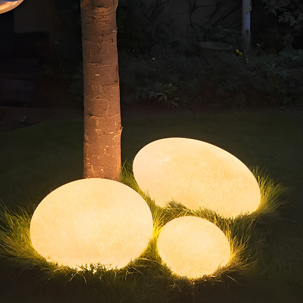 Cobblestone Floor Light, Resin Boulder Lamp for Lawns and Beds