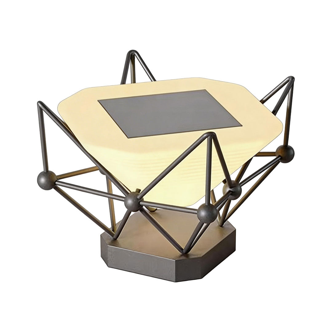 Faceted Crown Pillar Light, Black Stainless Steel Post Cap Light