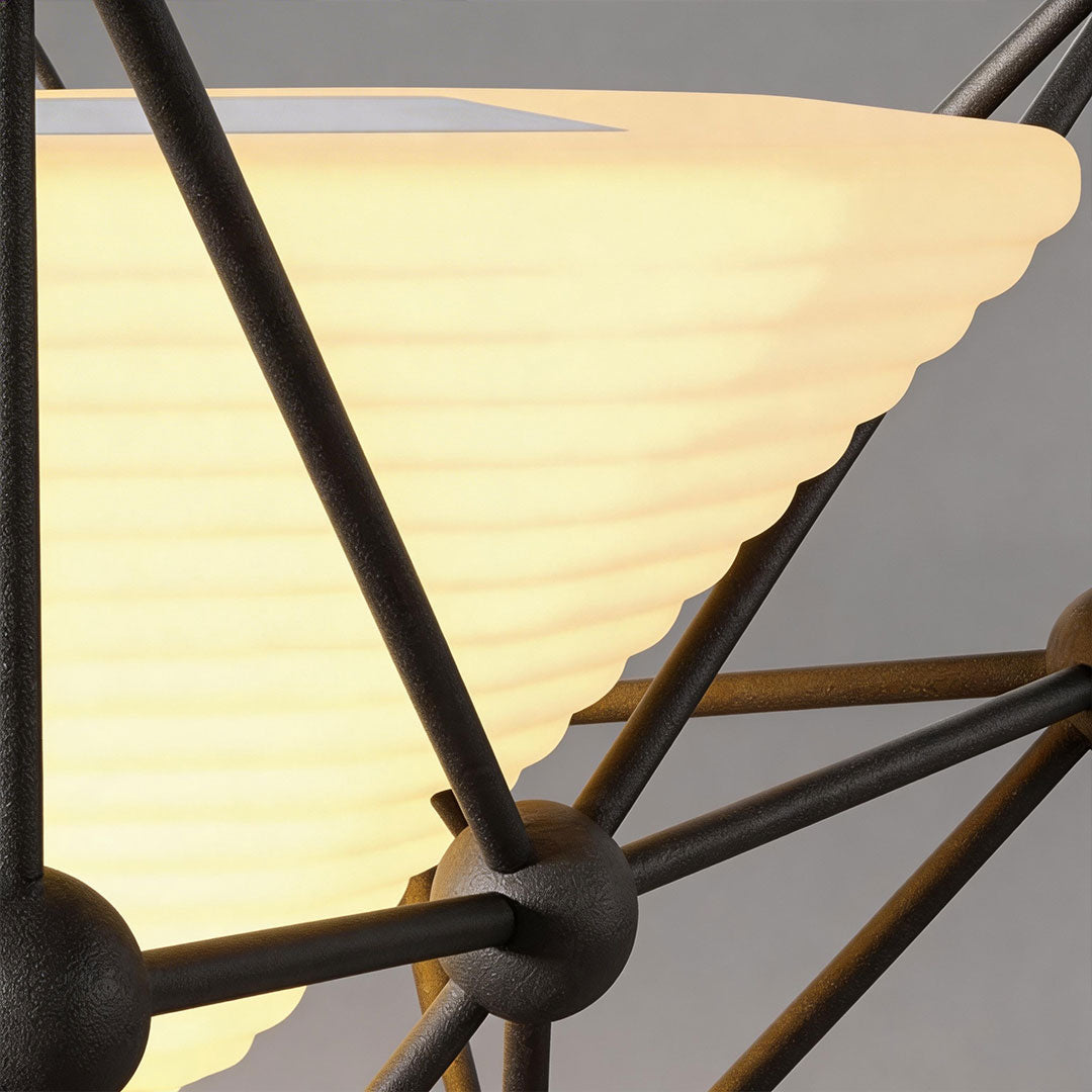 Faceted Crown Pillar Light, Black Stainless Steel Post Cap Light