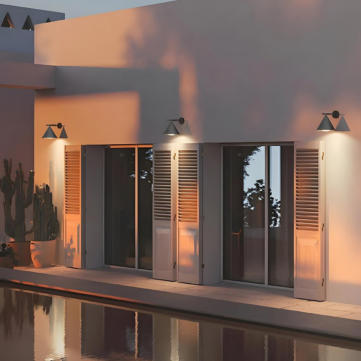 Pointed Cone Shade Wall Light, Metal and Acrylic Outdoor Sconce 10