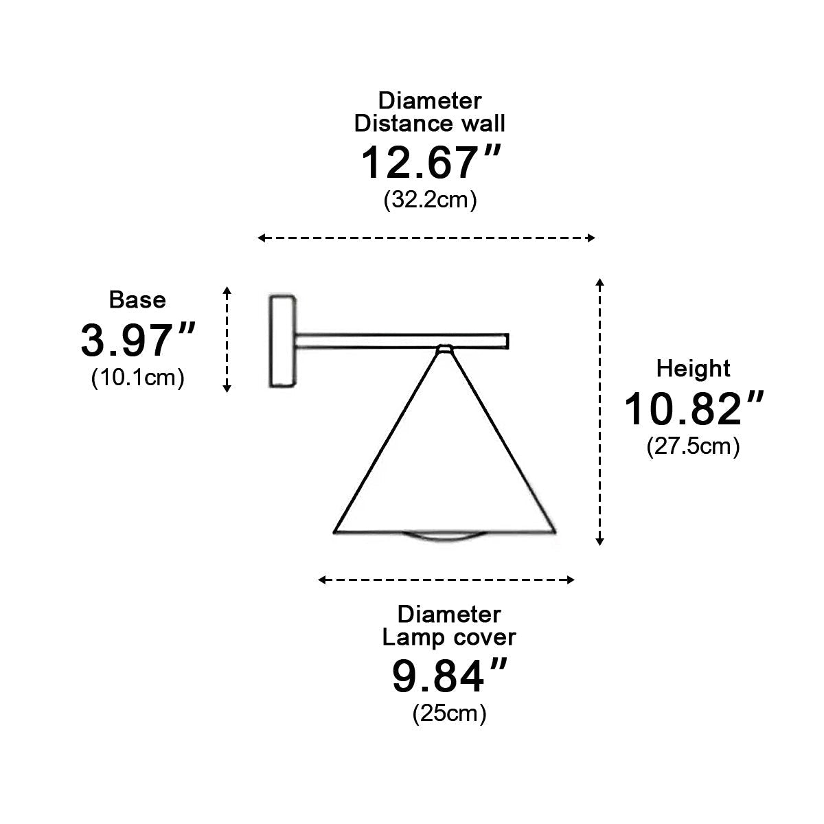Pointed Cone Shade Wall Light, Metal and Acrylic Outdoor Sconce 15