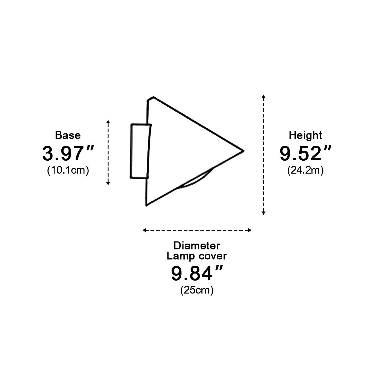 Pointed Cone Shade Wall Light, Metal and Acrylic Outdoor Sconce 17
