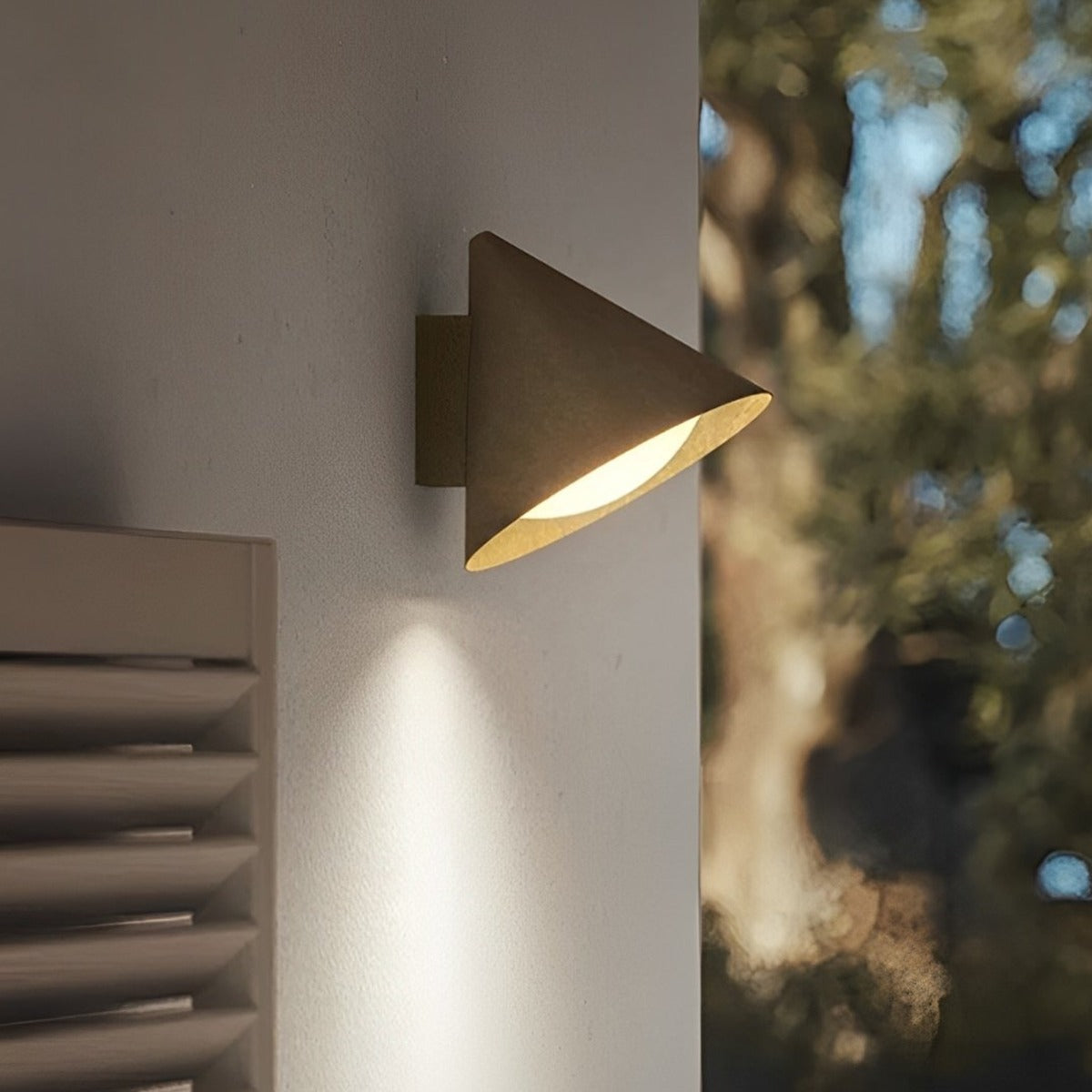 Pointed Cone Shade Wall Light, Metal and Acrylic Outdoor Sconce 2