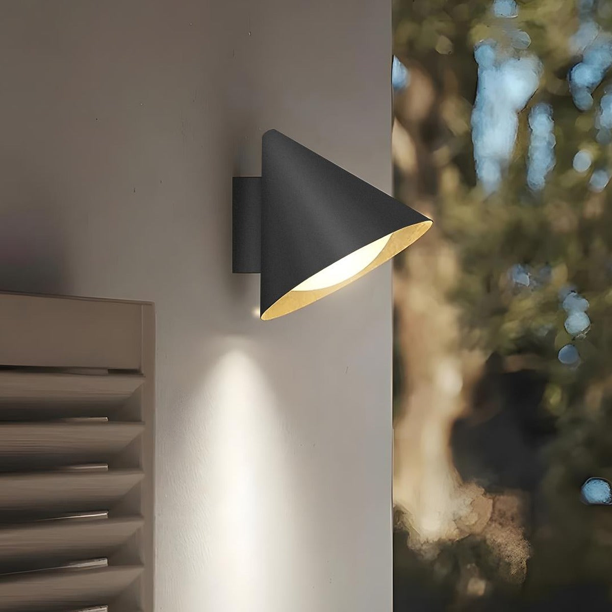 Pointed Cone Shade Wall Light, Metal and Acrylic Outdoor Sconce 4