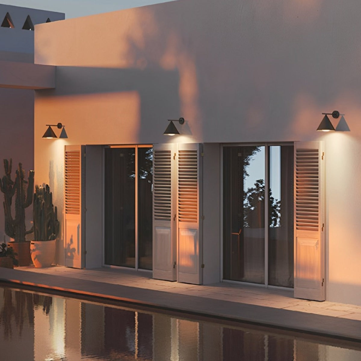 Pointed Cone Shade Wall Light, Metal and Acrylic Outdoor Sconce 5