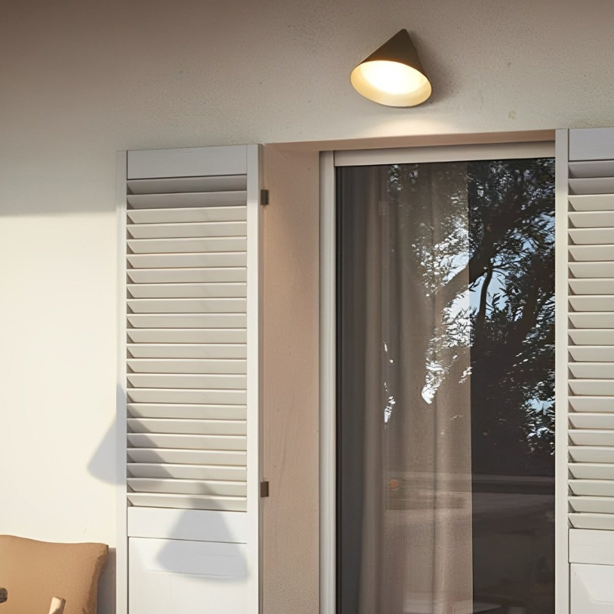 Pointed Cone Shade Wall Light, Metal and Acrylic Outdoor Sconce 7