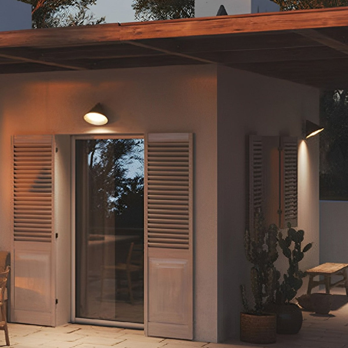 Pointed Cone Shade Wall Light, Metal and Acrylic Outdoor Sconce 8