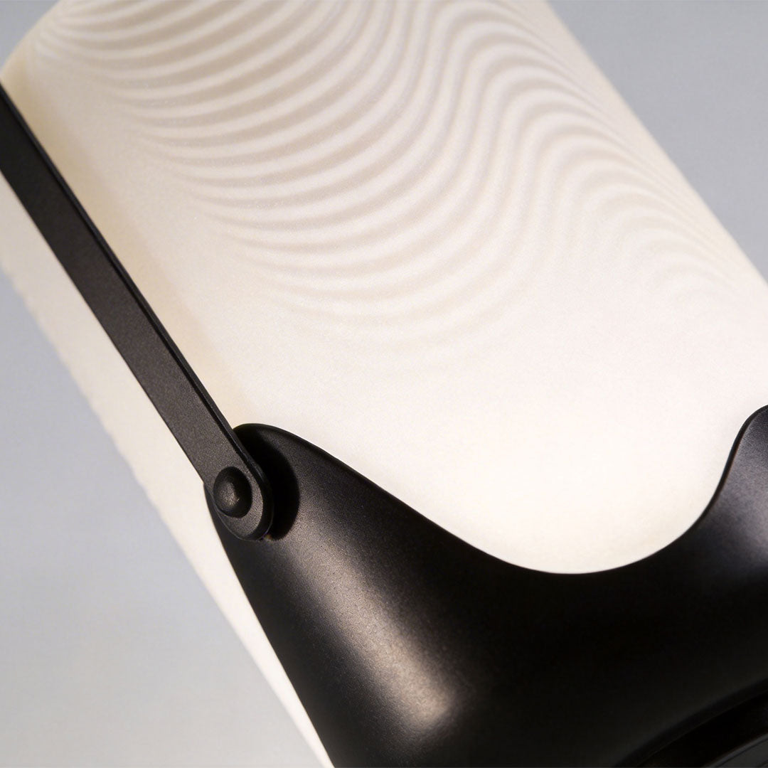 Arched Handle Solar Lantern, Black Iron and White Floor Light