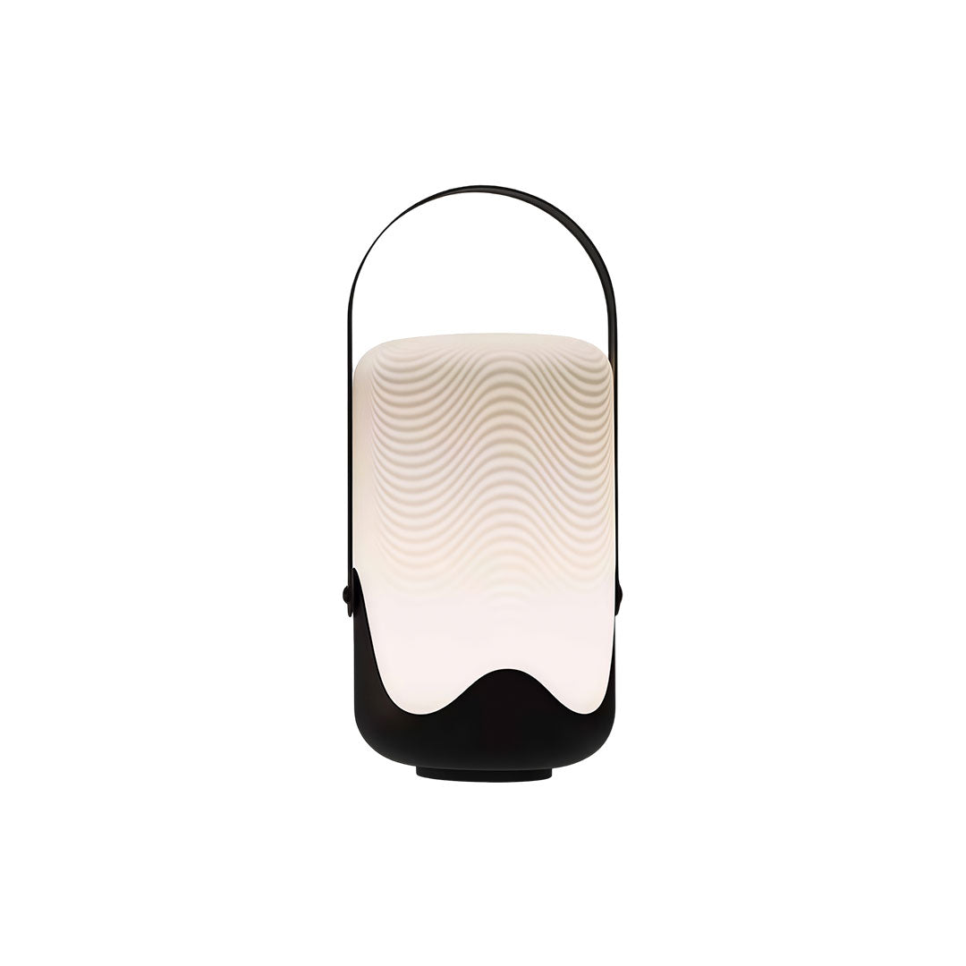 Arched Handle Solar Lantern, Black Iron and White Floor Light