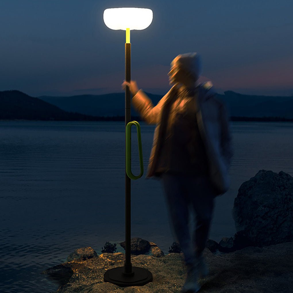 Portable Solar Torchiere, Black Aluminum Outdoor Floor Lamp