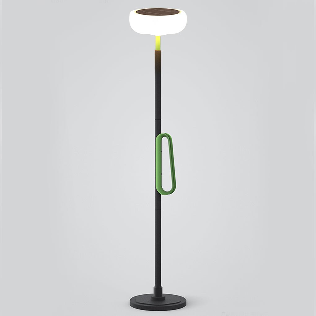 Portable Solar Torchiere, Black Aluminum Outdoor Floor Lamp